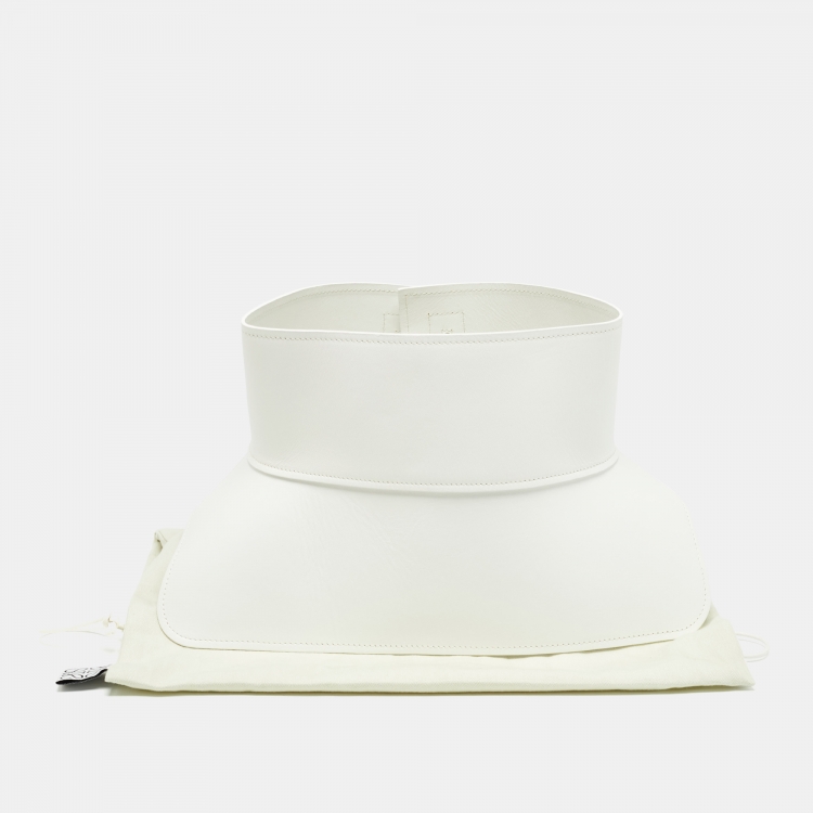 Pre Owned Loewe White Leather Obi Waist Wide Belt S