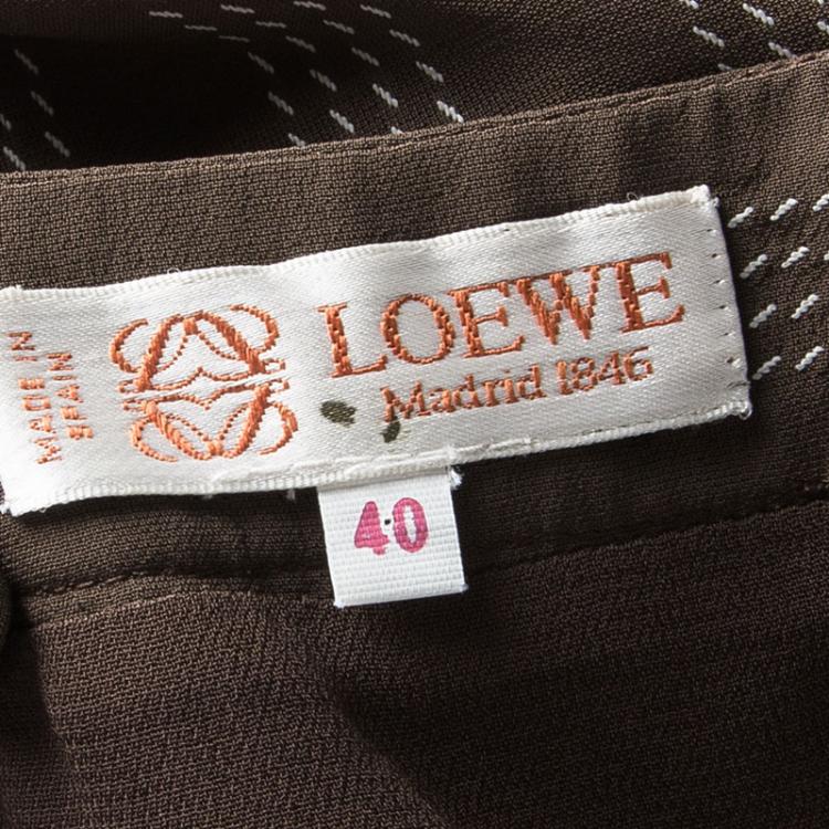 Pre Owned Loewe Brown Chevron Striped Sleeveless Maxi Dress M