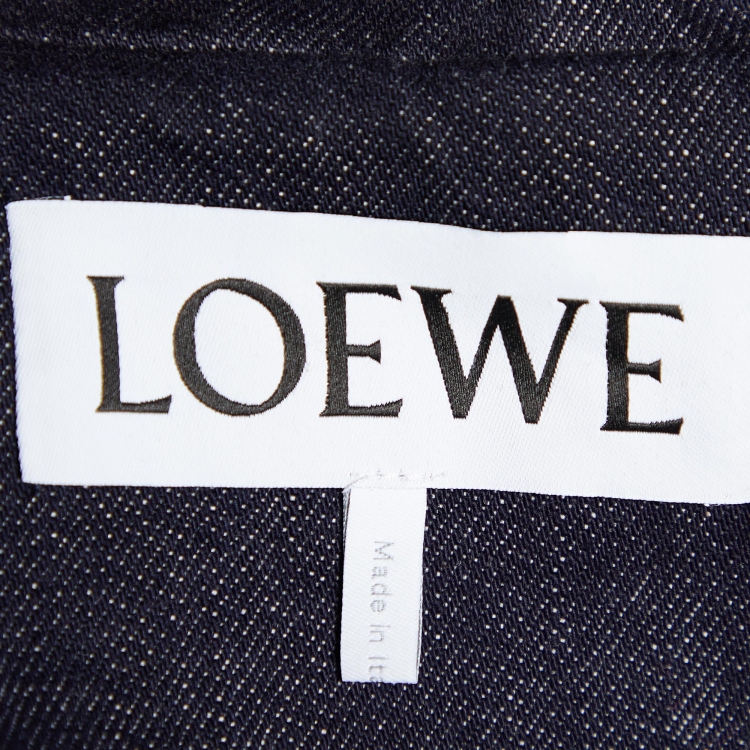 Pre Owned Loewe Navy Blue Denim Oversized Trapeze Peacoat S