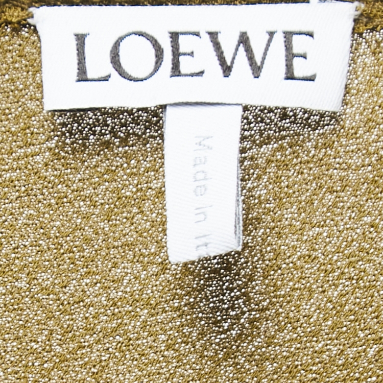 Pre Owned Loewe Green Jersey Draped Embellished Dress S