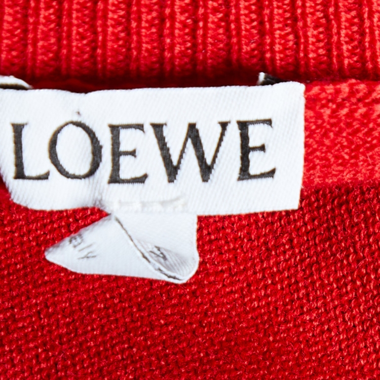 مملوكة مسبقًا Loewe Red Wool & Cashmere Anagram Embroidered Sweatshirt M