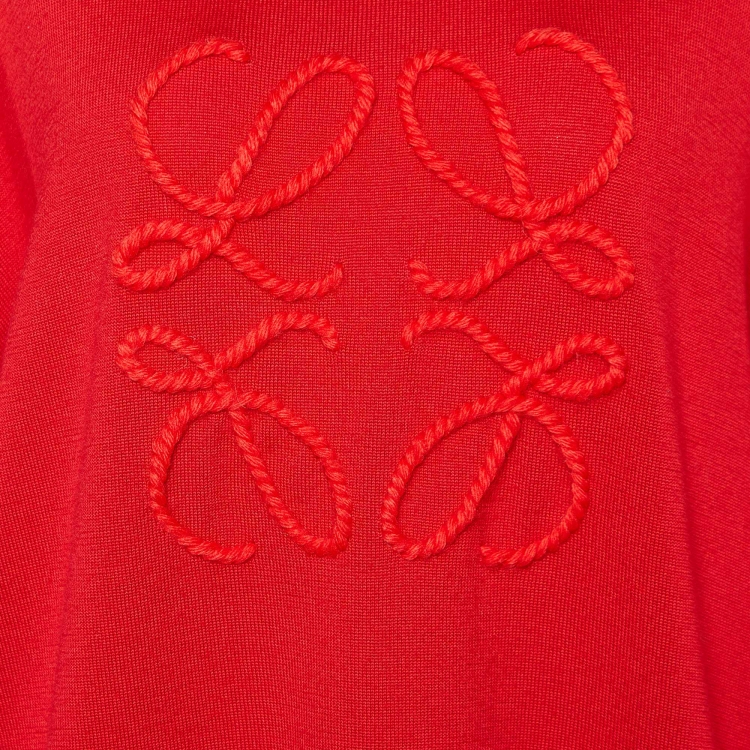 مملوكة مسبقًا Loewe Red Wool & Cashmere Anagram Embroidered Sweatshirt M
