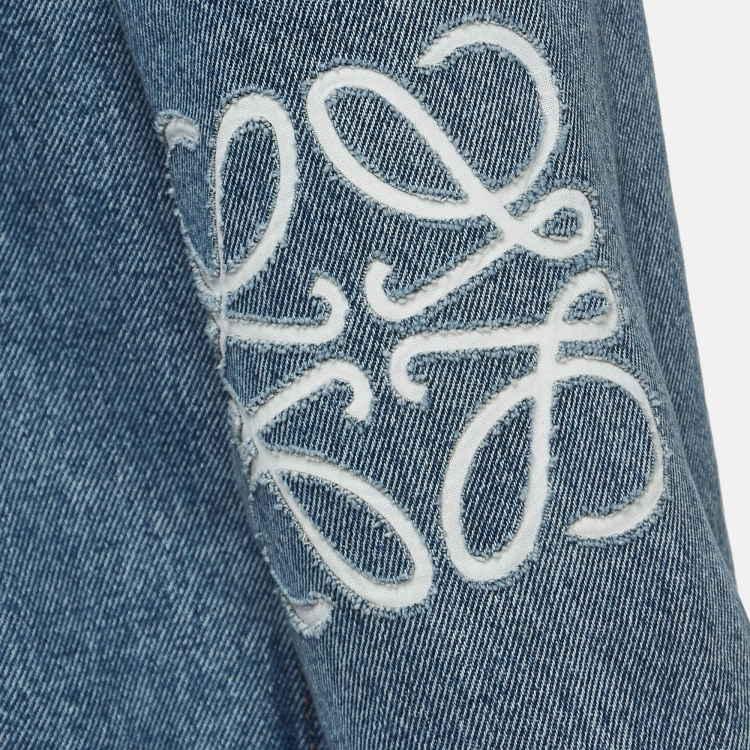 Pre Owned Loewe Blue Anagram Embossed Denim Jacket and Jeans Set S Waist 26''