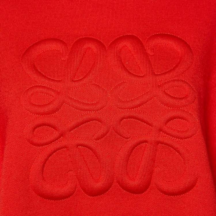 Pre Owned Loewe Red Anagram Wool Cropped Sweater M