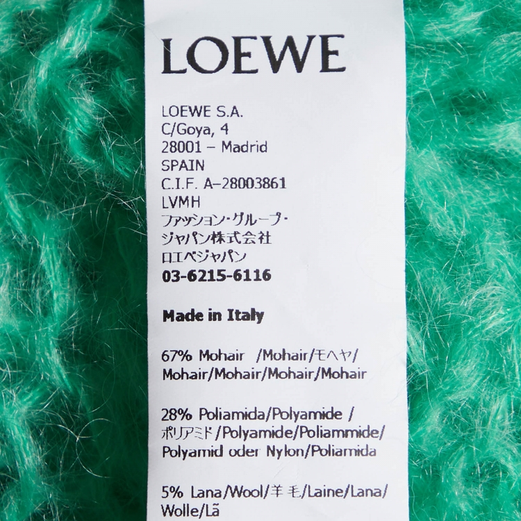 مملوكة مسبقًا Loewe Green Anagram Mohair Wool Open Knit Sweater L