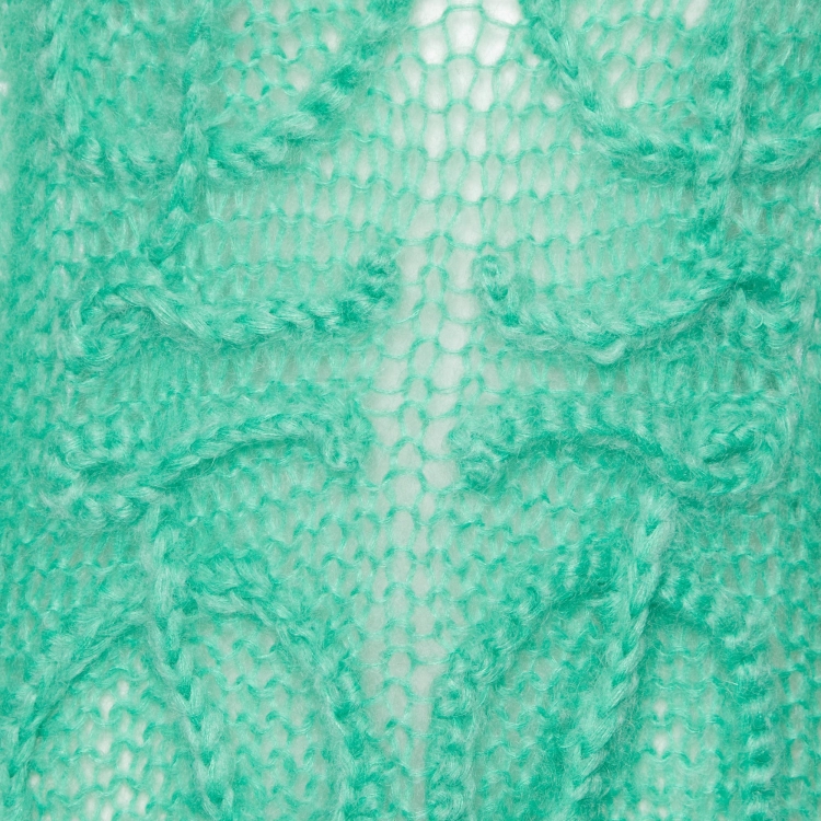 مملوكة مسبقًا Loewe Green Anagram Mohair Wool Open Knit Sweater L