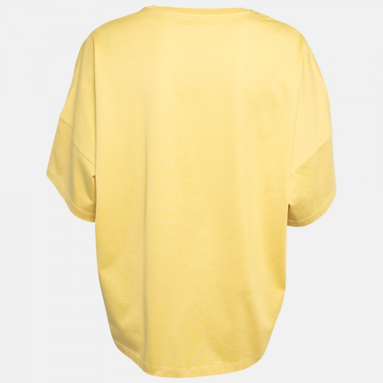 Pre Owned Loewe Yellow Logo Embroidered Cotton T-Shirt M