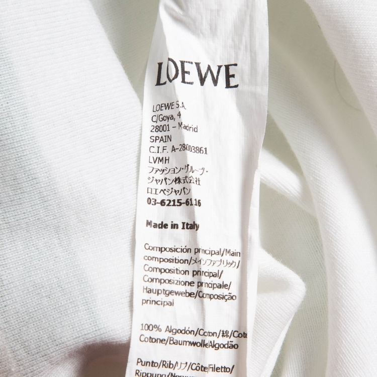 Pre Owned Loewe White/Green Anagram Print Cotton Knit Crew Neck T-Shirt M