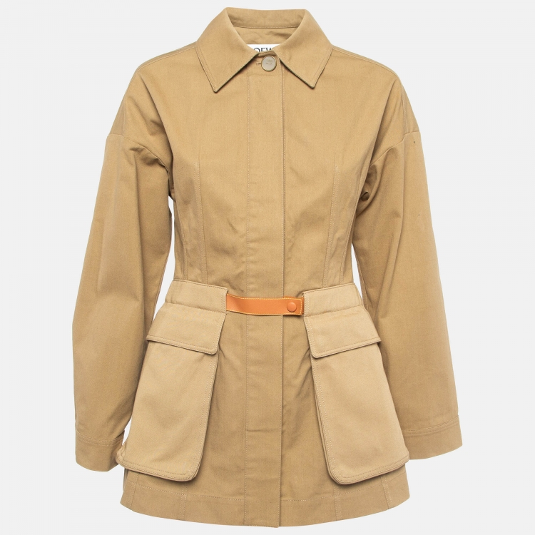 Pre Owned Loewe Brown Cotton Canvas Belted Safari Jacket XS