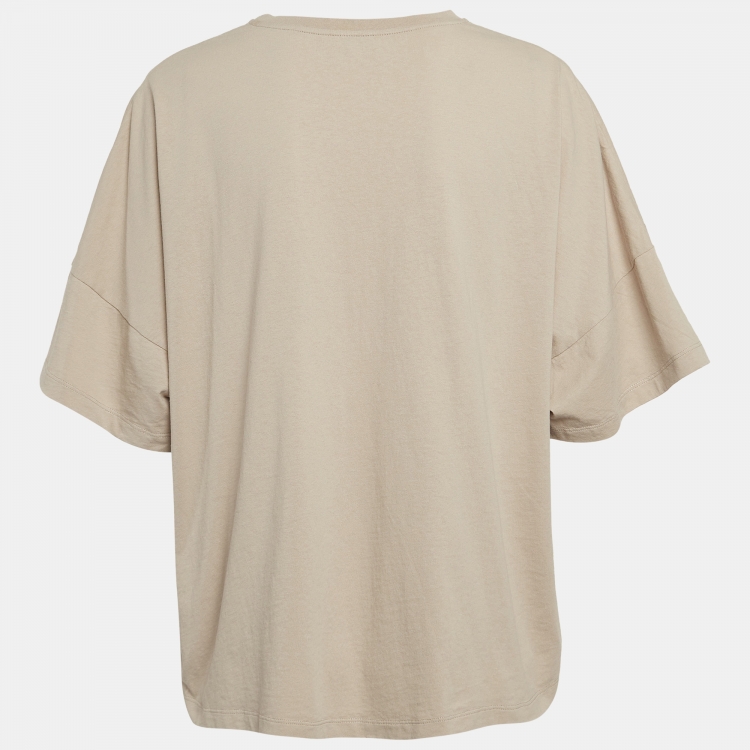 Loewe Beige Anagram Embroidered Cotton Jersey Oversized T