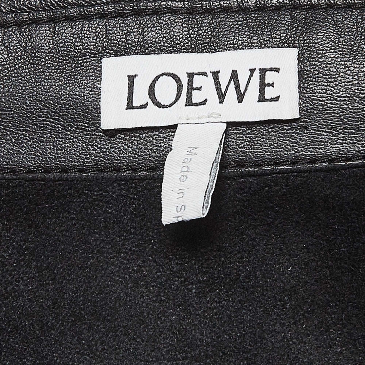Pre Owned Loewe Black Leather Anagram Detail Shirt S