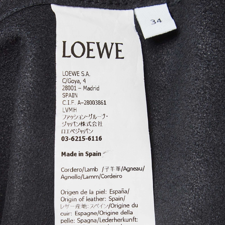 Pre Owned Loewe Black Leather Anagram Detail Shirt S