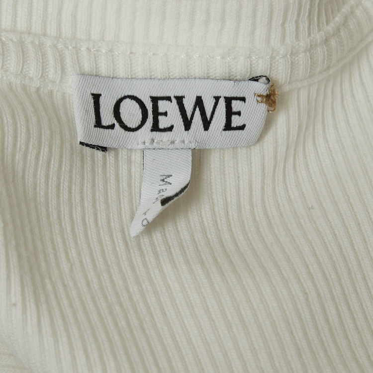 مملوكة مسبقًا Loewe White Anagram Embroidered Rib Knit Tank Top XS