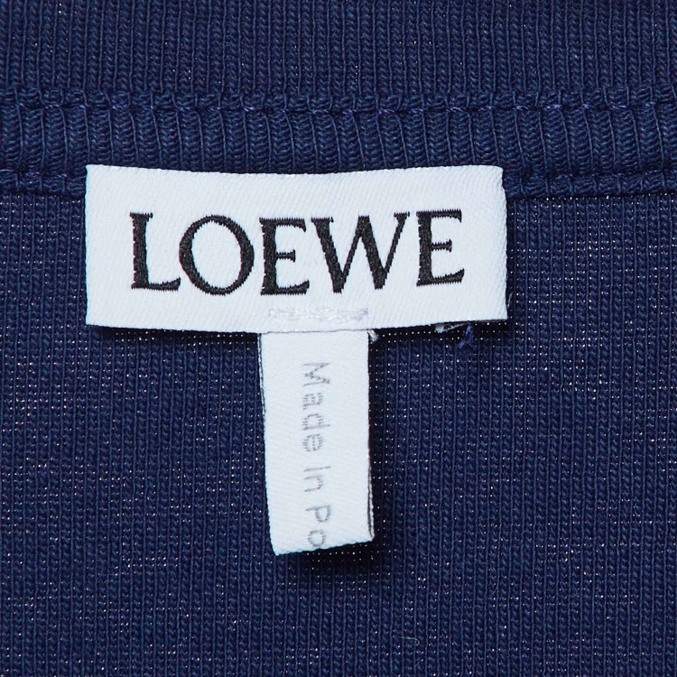 مملوكة مسبقًا Loewe Navy Blue Logo Print Cotton Crew Neck T-Shirt S
