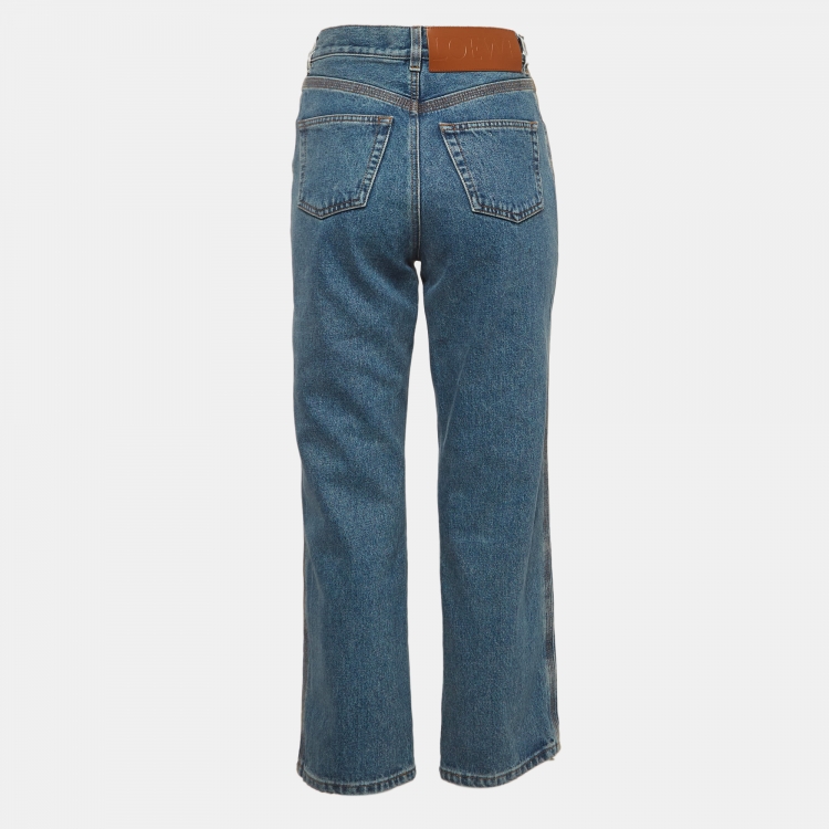 Pre Owned Loewe Blue Anagram Denim High Rise Jeans S Waist 26"