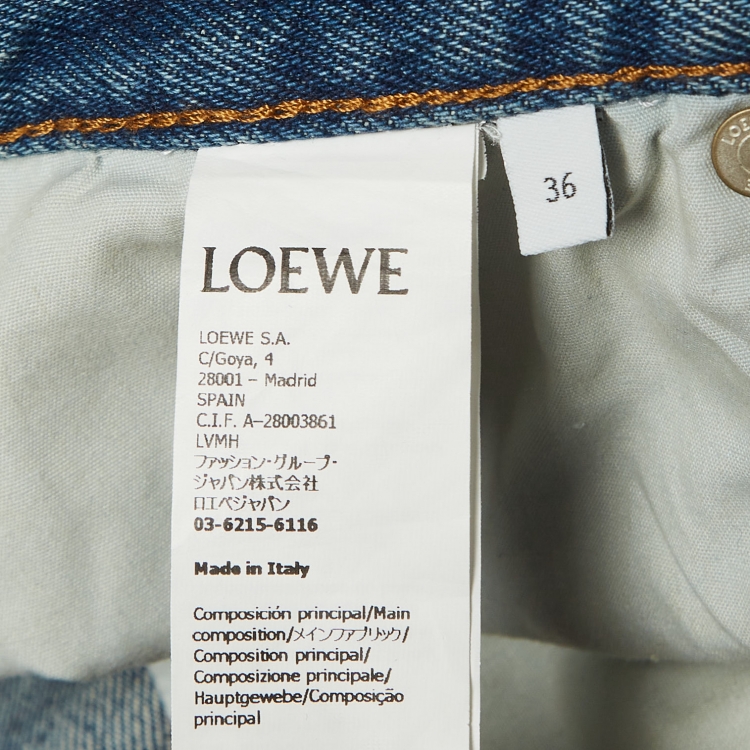 Pre Owned Loewe Blue Anagram Denim High Rise Jeans S Waist 26"
