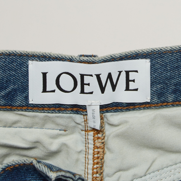 Pre Owned Loewe Blue Anagram Denim High Rise Jeans S Waist 26"
