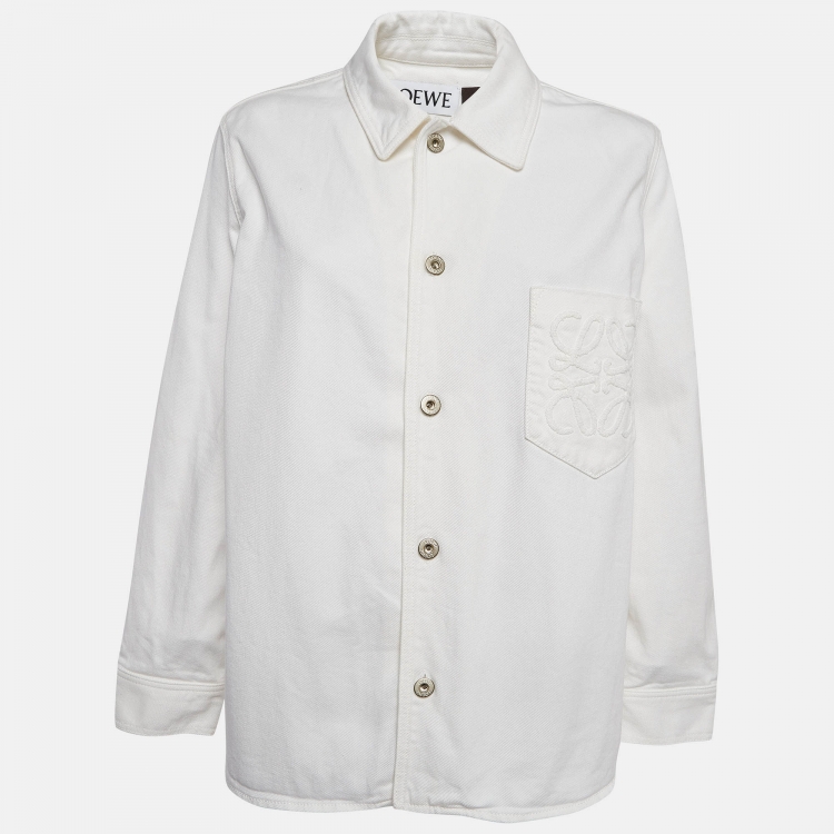 Pre Owned Loewe X Paula's Ibiza White Anagram Denim Overshirt M