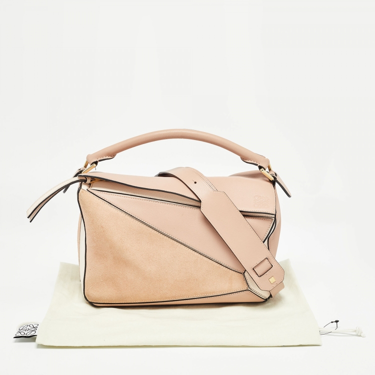 Pre Owned Loewe Multicolor Leather and Suede Medium Puzzle Shoulder Bag