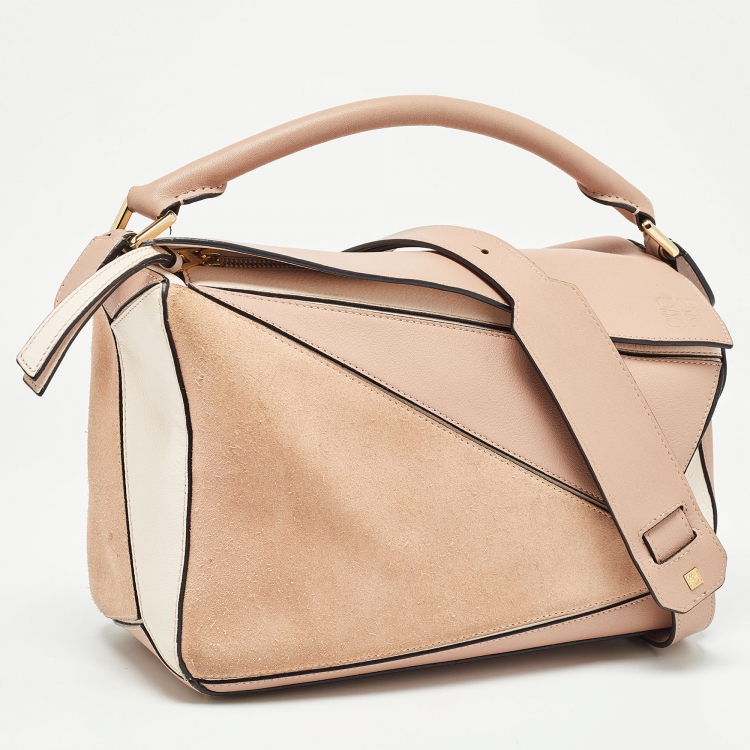 Pre Owned Loewe Multicolor Leather and Suede Medium Puzzle Shoulder Bag