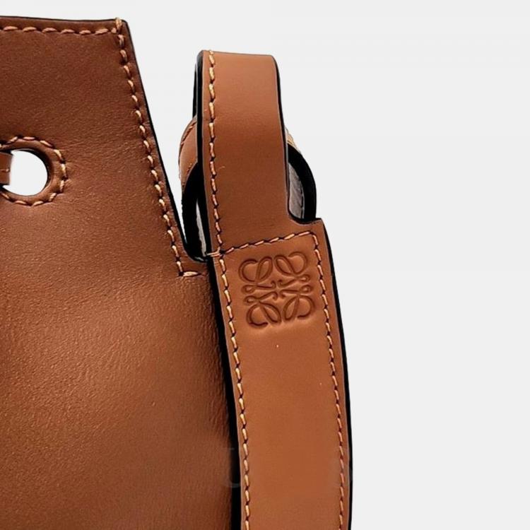 Pre Owned Loewe Brown Leather Small Horseshoe Shoulder Bag 