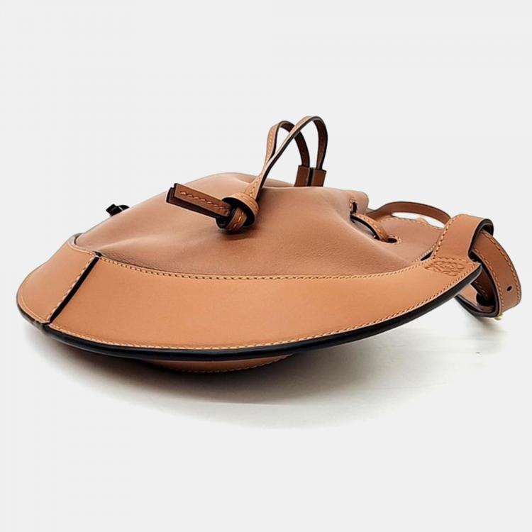 Pre Owned Loewe Brown Leather Small Horseshoe Shoulder Bag 