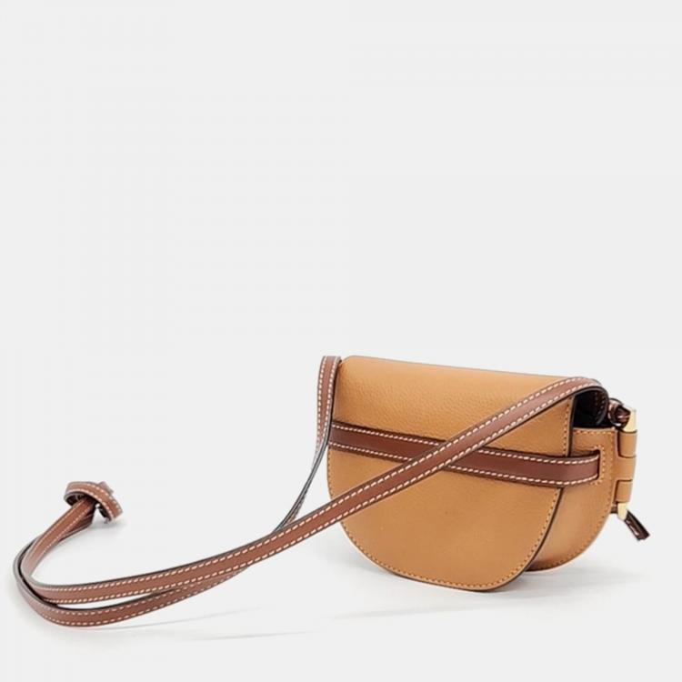 Pre Owned Loewe Camel/Brown Leather Mini Gate Shoulder Bag