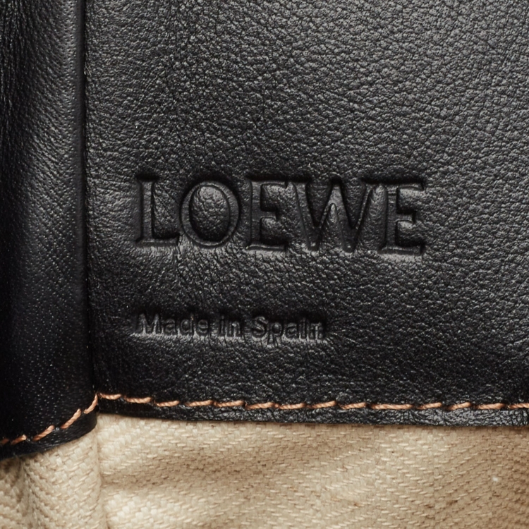Pre Owned Loewe Black/Ivory Leather and Canvas Small Hammock Shoulder Bag