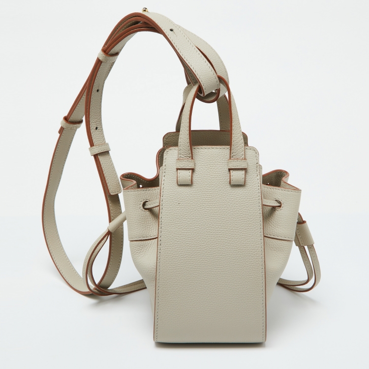 Pre Owned Loewe Grey Leather Mini Hammock Drawstring Bag