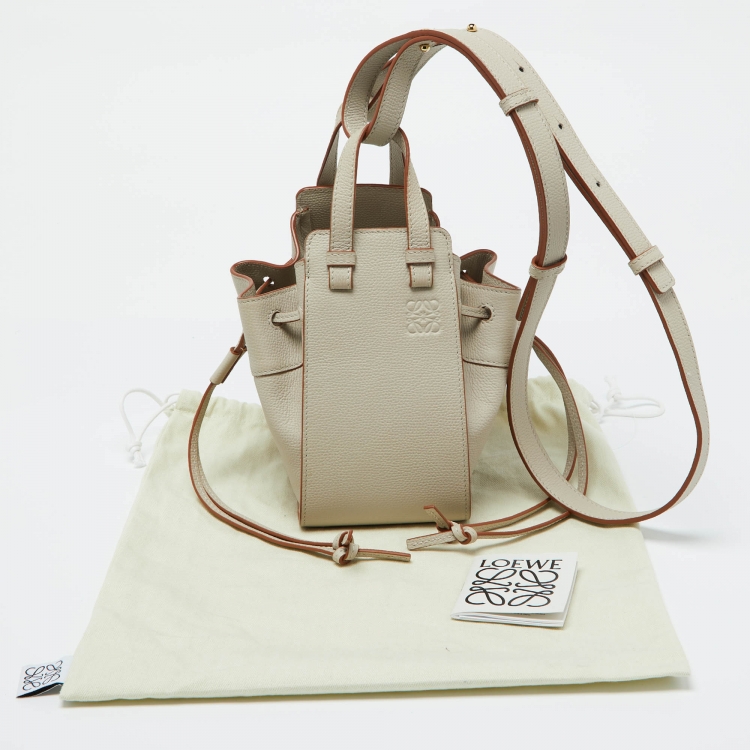 Pre Owned Loewe Grey Leather Mini Hammock Drawstring Bag