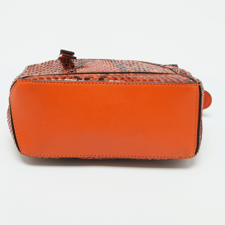 Pre Owned Loewe Orange/Black Python and Leather Mini Puzzle Shoulder Bag