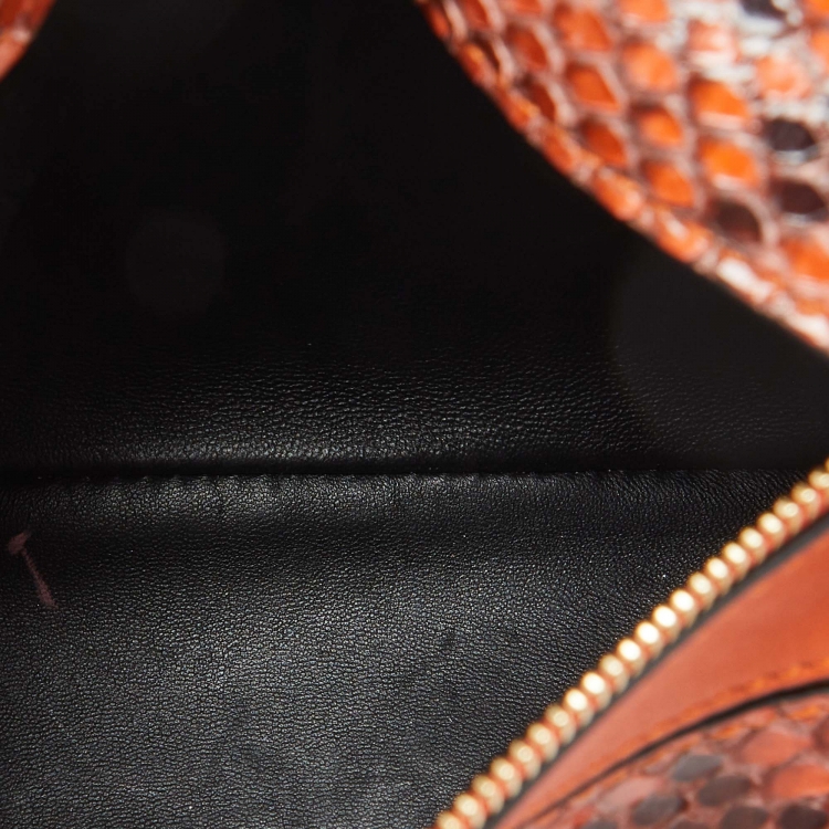 Pre Owned Loewe Orange/Black Python and Leather Mini Puzzle Shoulder Bag