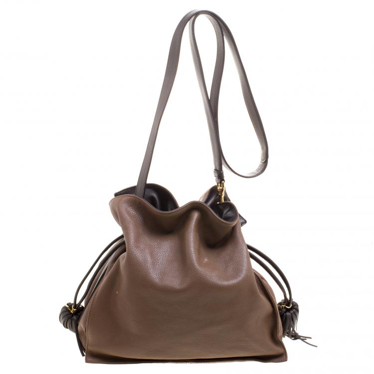 Pre Owned Loewe Brown Leather Flamenco Shoulder Bag