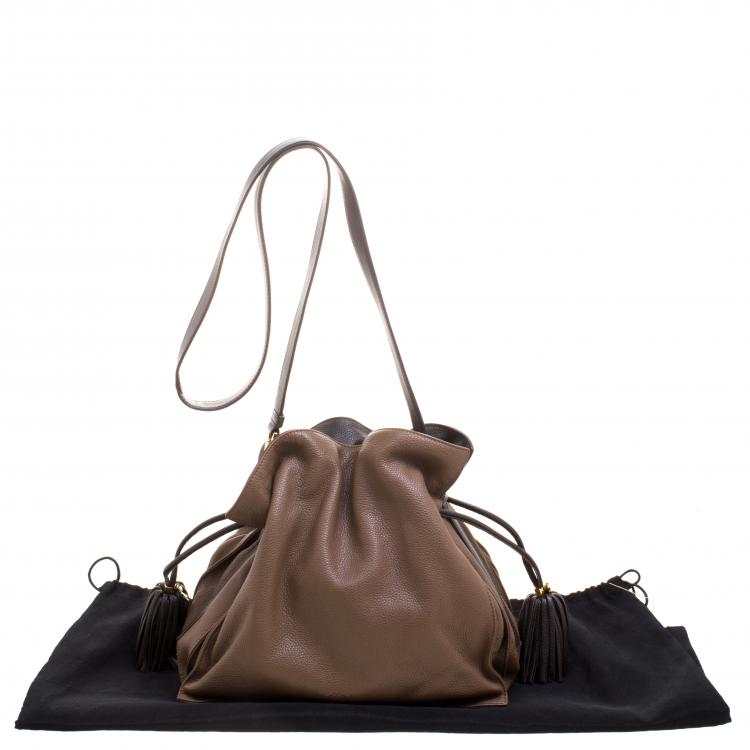 Pre Owned Loewe Brown Leather Flamenco Shoulder Bag