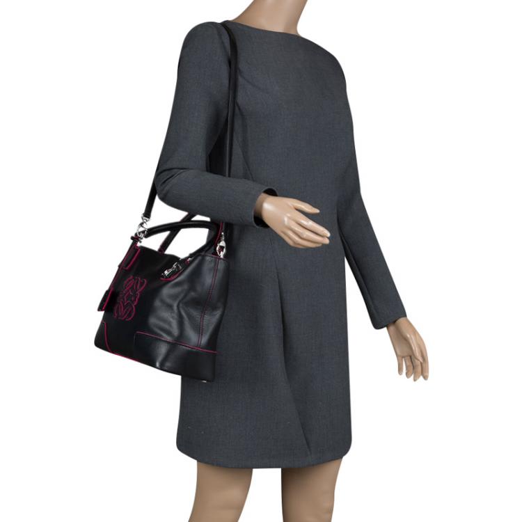 Pre Owned Loewe Black Leather Convertible Tote