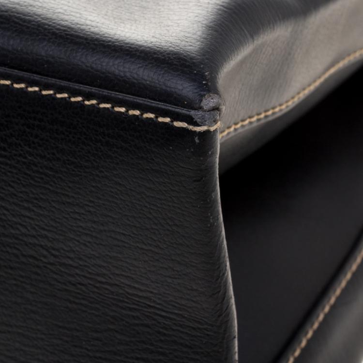Pre Owned Loewe Black/Brown Leather Business Bag