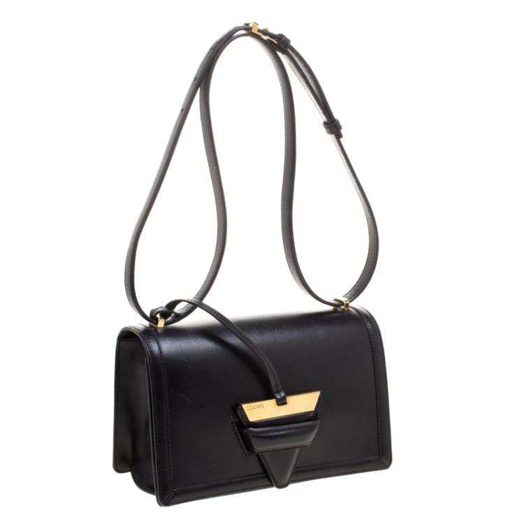 Pre Owned Loewe Black Leather Barcelona Crossbody Bag