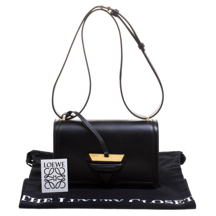 Pre Owned Loewe Black Leather Barcelona Crossbody Bag