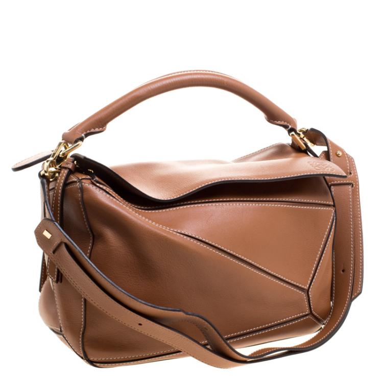 Pre Owned Loewe Brown Leather Puzzle Shoulder Bag