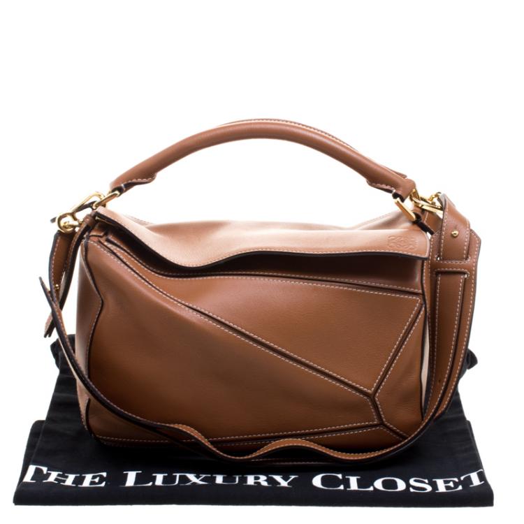 Pre Owned Loewe Brown Leather Puzzle Shoulder Bag