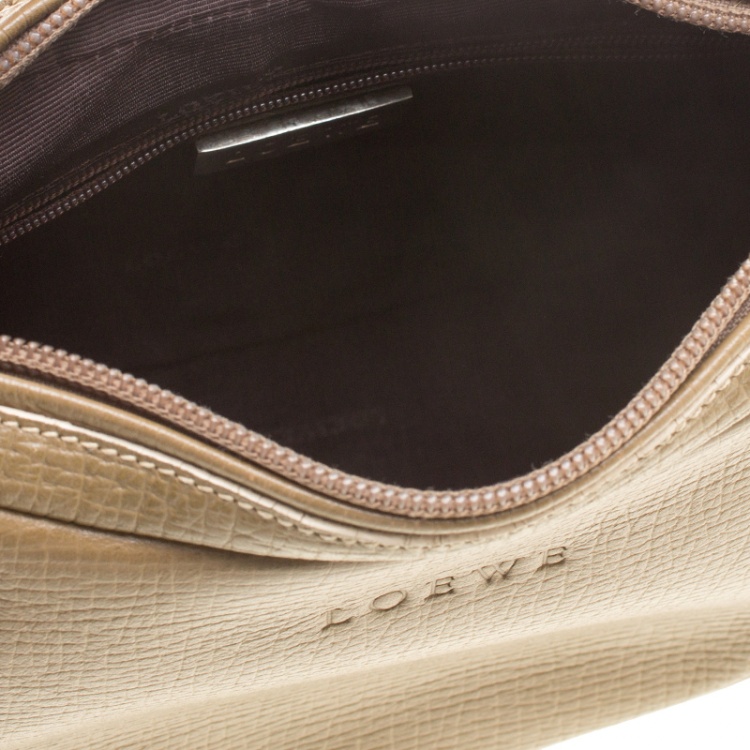Pre Owned Loewe Taupe Leather Hobo