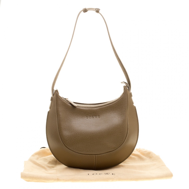 Pre Owned Loewe Taupe Leather Hobo