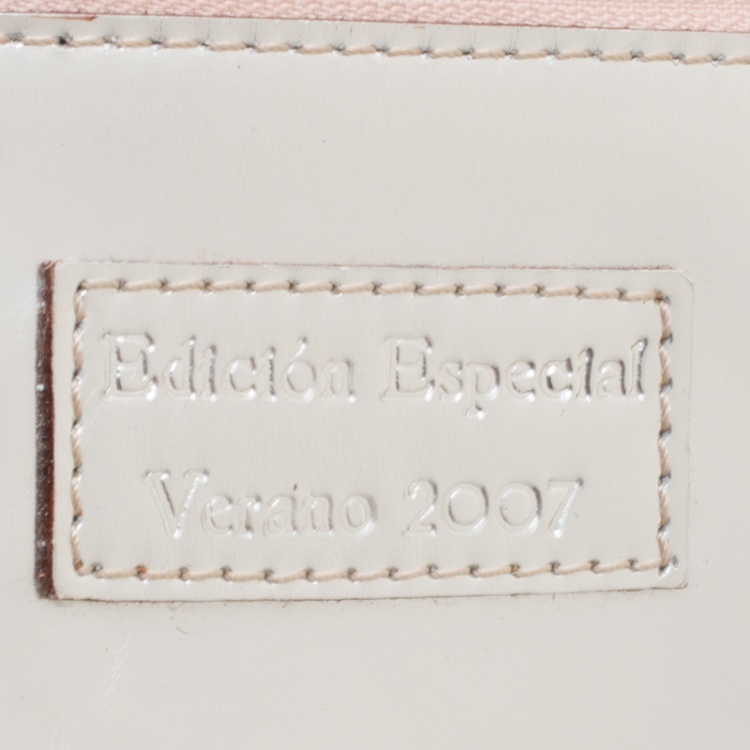 Pre Owned Loewe Metallic Peach/Silver Woven Leather Limited Edition Amazona Woven Bag