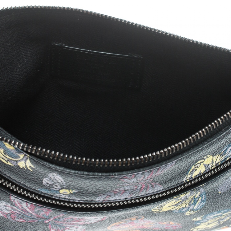 Pre Owned Loewe Multicolor Butterfly Print Leather Wrislet Clutch