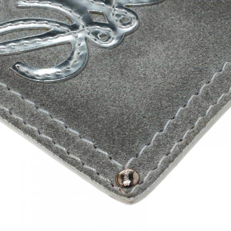 Pre Owned Loewe Sage Green Suede Chain Coin Purse