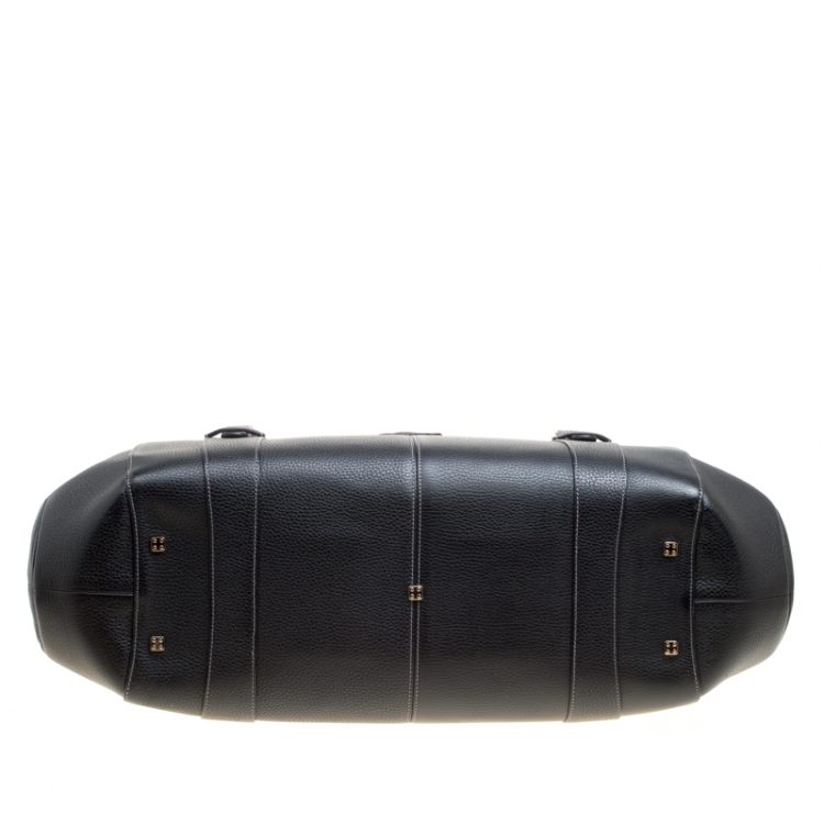 Pre Owned Loewe Black Leather Senda 3 Weekender Bag