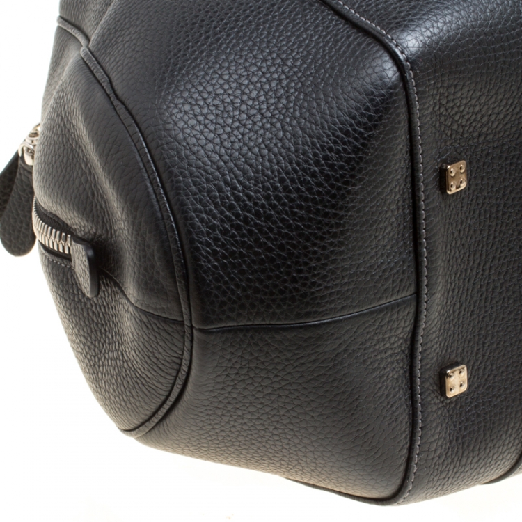 Pre Owned Loewe Black Leather Senda 3 Weekender Bag