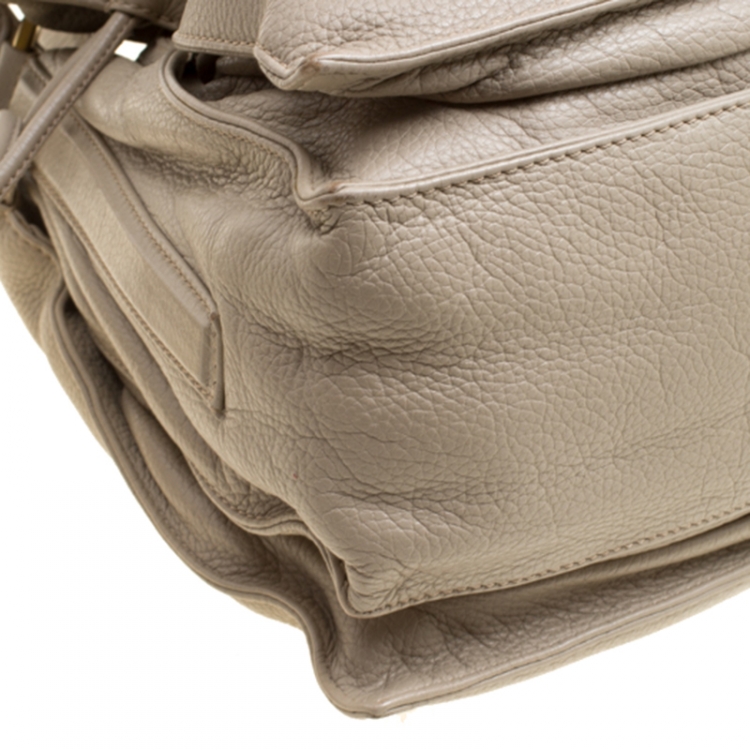 Pre Owned Loewe Light Beige Leather Tassel Shoulder Bag