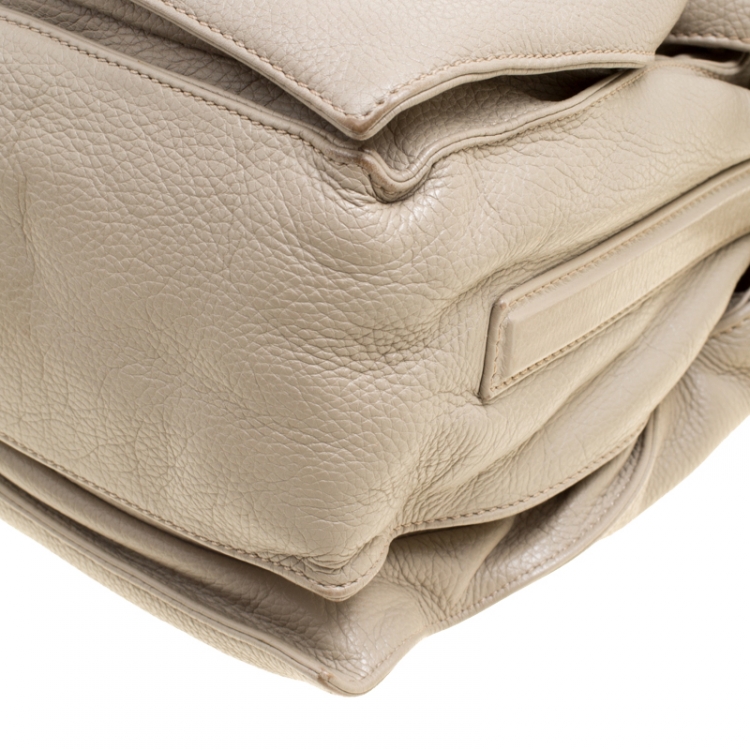 Pre Owned Loewe Light Beige Leather Tassel Shoulder Bag
