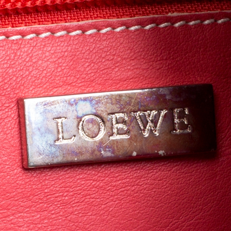 Pre Owned Loewe Cerise Red Leather Hobo